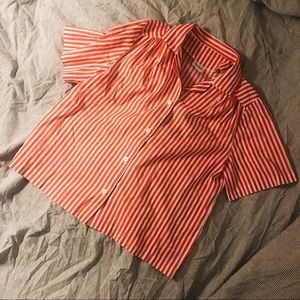 Vintage red and white stripe button down